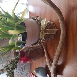 Little wicker basket egg shape decor easter, spring